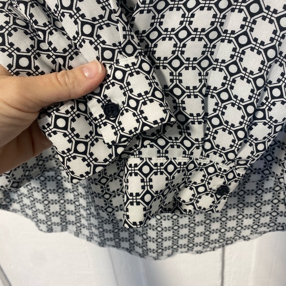 Pleione high low xs black and white blouse - Picture 5 of 9